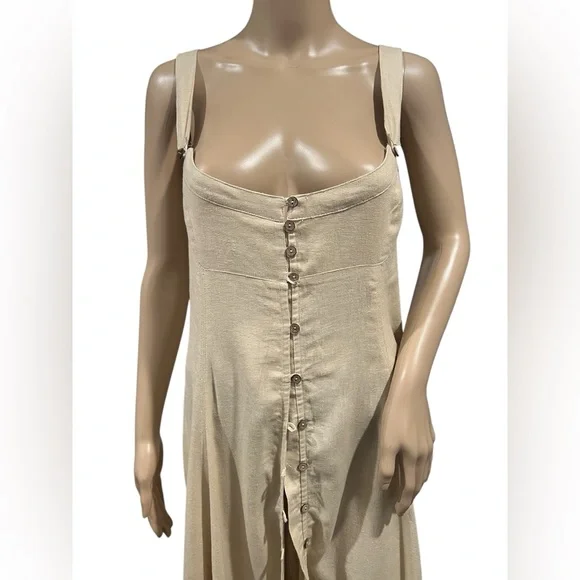 NWOT Free People What A Breeze Asymmetrical Hem Maxi Dress Button Down Boho SZ M - Picture 6 of 16